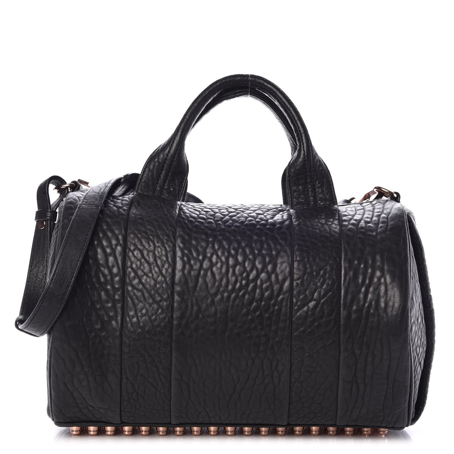 Pebbled Lambskin Rocco Black Nickel Rose Gold Hardware