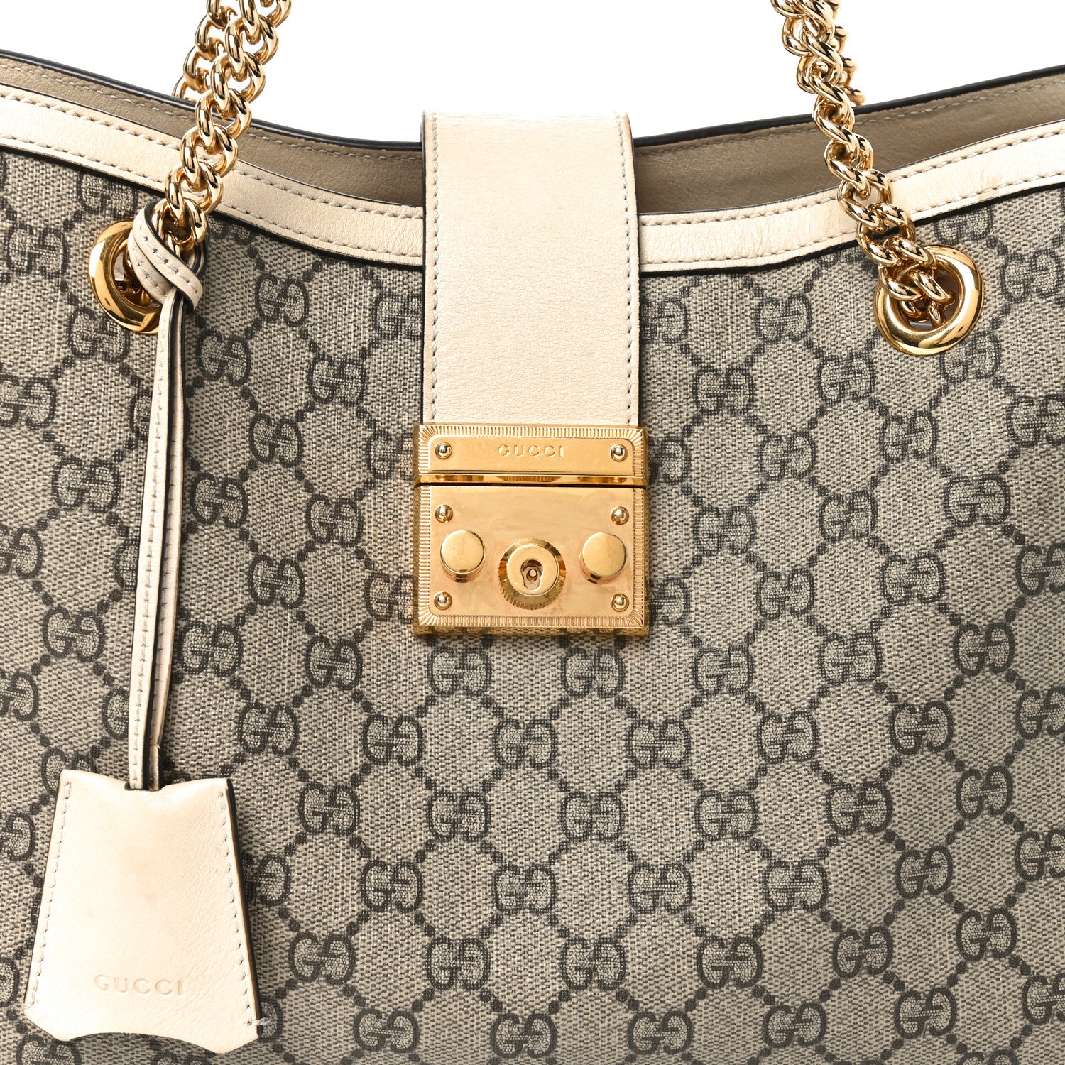 Gucci GG Supreme Monogram Medium Padlock Tote White 8 of 12