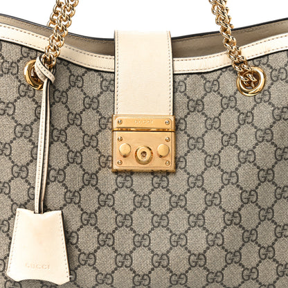Gucci GG Supreme Monogram Medium Padlock Tote White 8 of 12