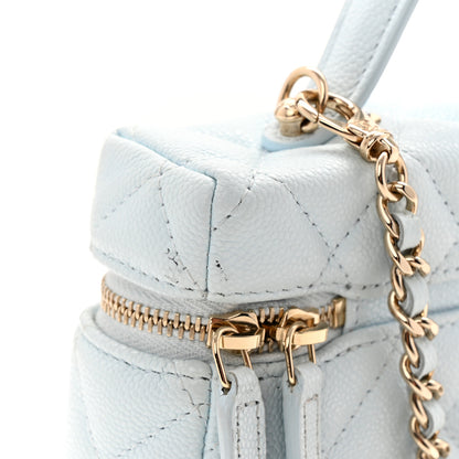 Chanel Caviar Quilted Top Handle Slim Vanity With Chain Light Blue 11 of 11