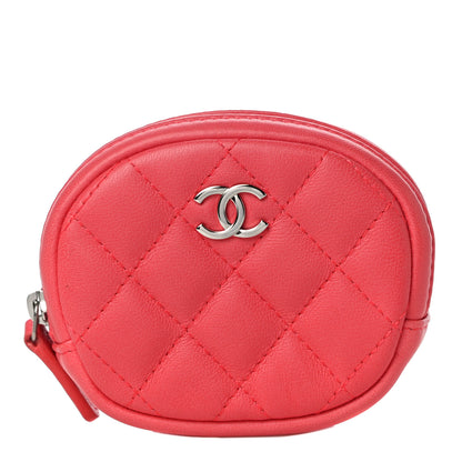 Chanel Lambskin Quilted Zip Around Classic Coin Purse Coral 1 of 10
