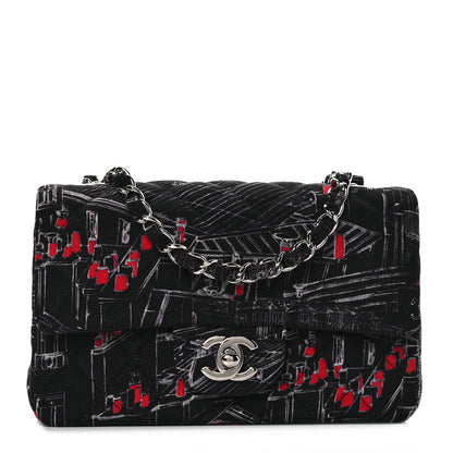 Chanel Fabric Printed Paris Rooftops Quilted Mini Rectangular Flap Black Red White 2 of 30