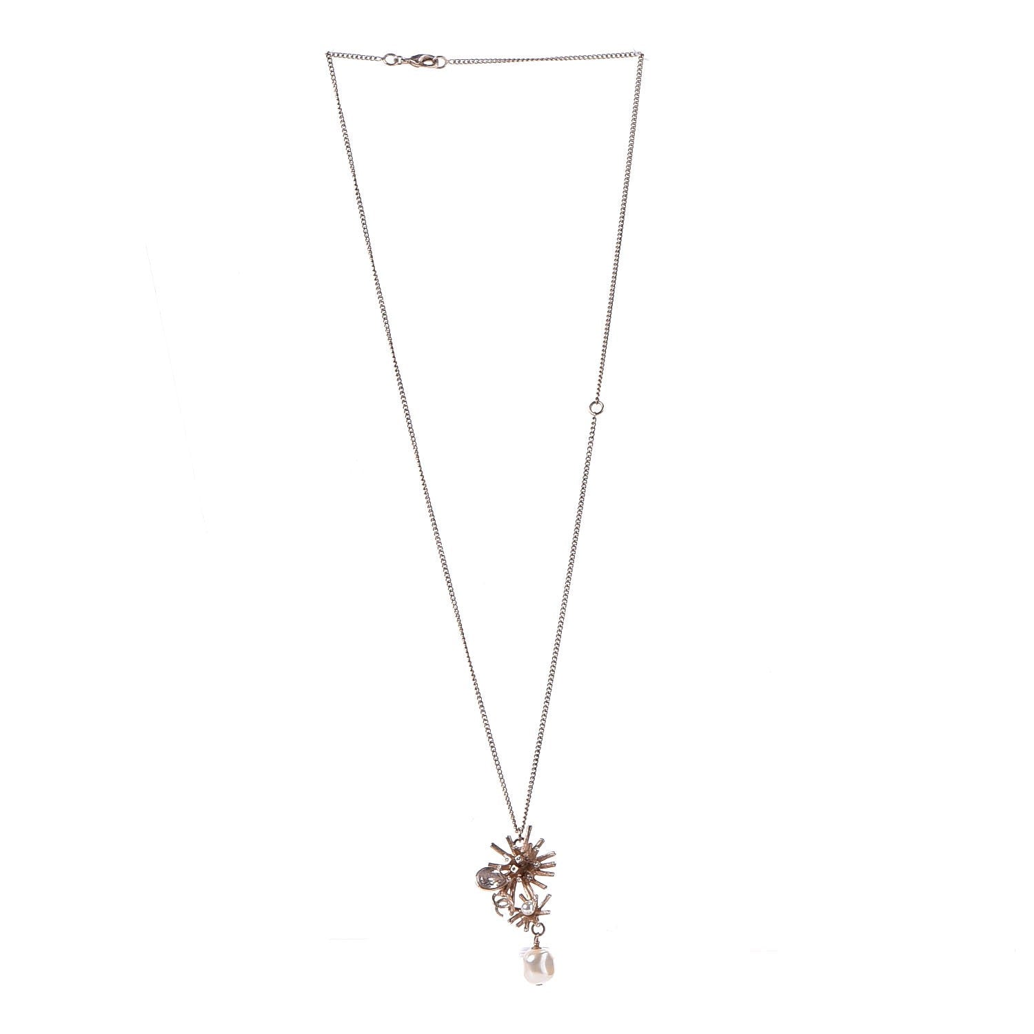 Chanel Crystal Pearl CC Necklace Gold 3 of 5
