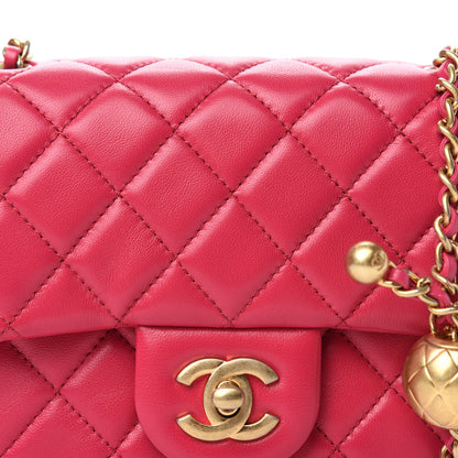 Chanel Lambskin Quilted Mini Pearl Crush Flap Dark Pink 10 of 11