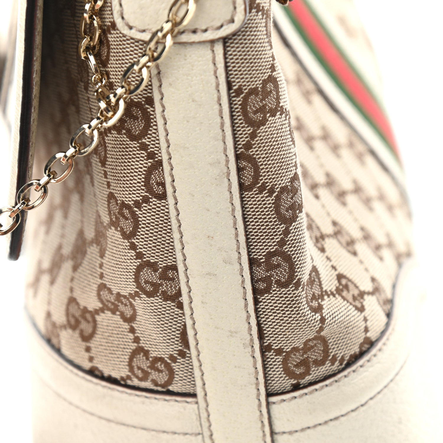 Gucci Monogram Web Large Treasure Flap White 13 of 14
