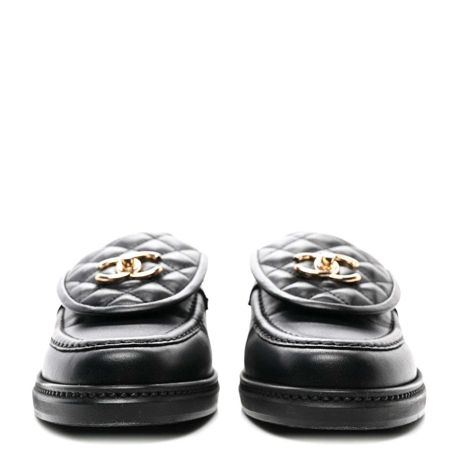 Chanel Lambskin Quilted CC Turnlock Loafers 39 Black 2 of 8