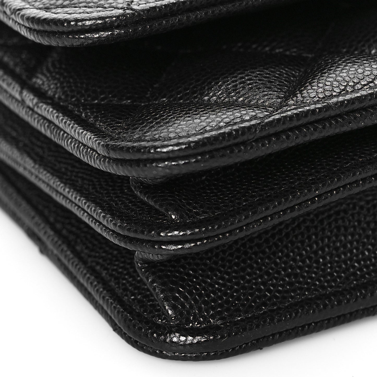 Caviar Quilted Mini Wallet On Chain WOC Black