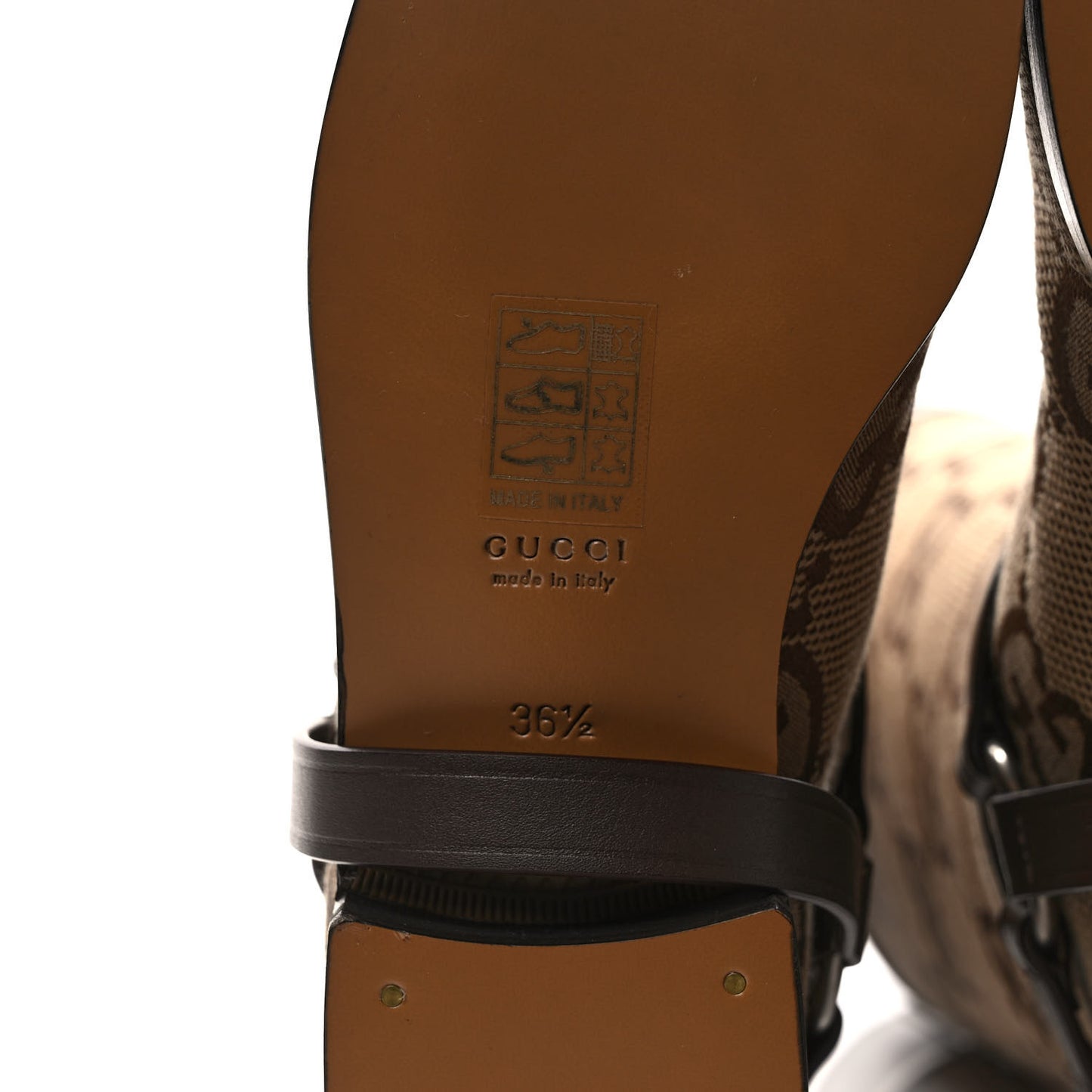 Monogram Jumbo GG Cordovan Lux Zelda Harness Riding Boots 36.5 Camel Ebony New Acero