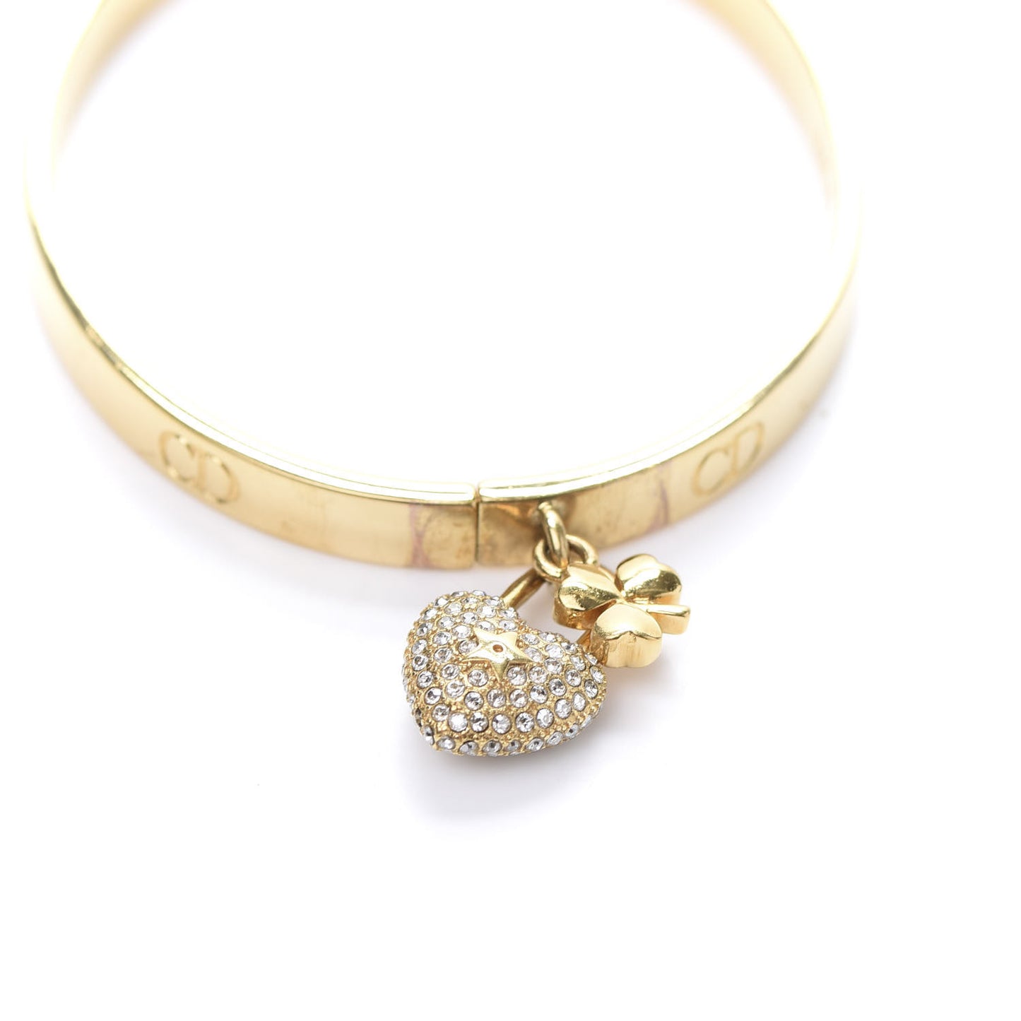 Metal Crystal Lucky Locket Heart Bracelet Gold
