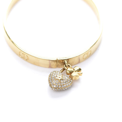 Christian Dior Metal Crystal Lucky Locket Heart Bracelet Gold 5 of 5