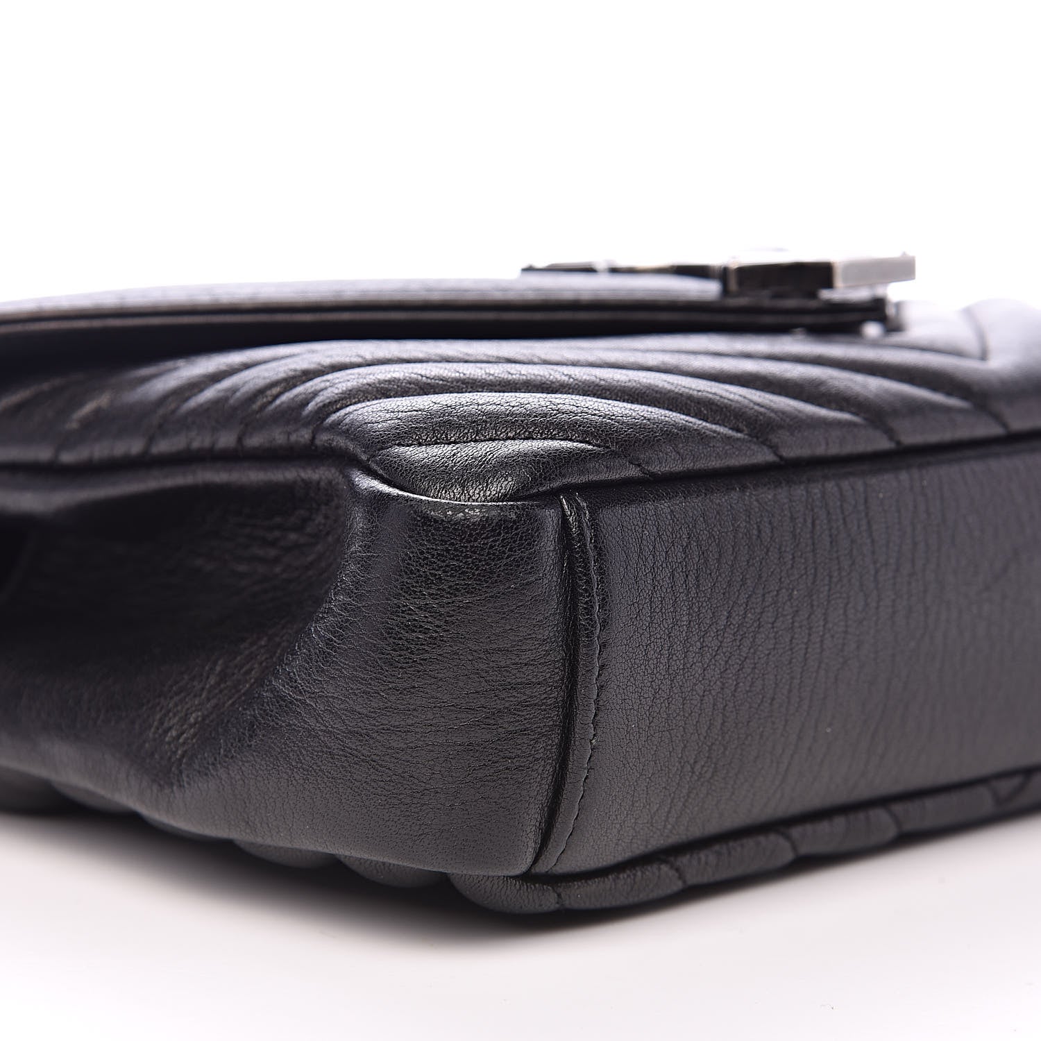 Saint Laurent Sheepskin Matelasse Chevron Monogram Medium College Bag Black 9 of 14