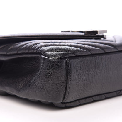 Saint Laurent Sheepskin Matelasse Chevron Monogram Medium College Bag Black 9 of 14