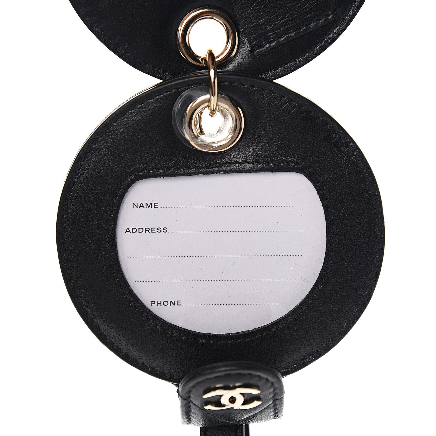Chanel Lambskin Quilted Round Luggage Tag Black 5 of 7