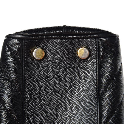 Saint Laurent Grain De Poudre Matelasse Chevron Monogram Shopping Bag Black 16 of 16