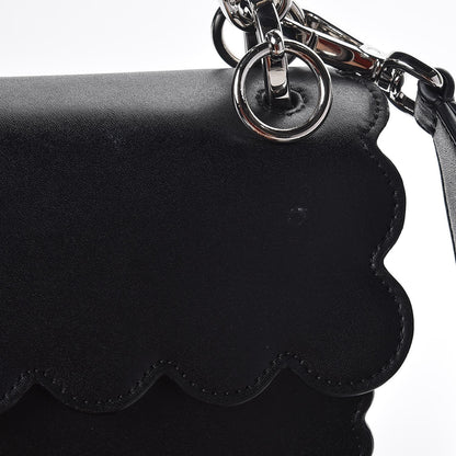 Fendi Vitello Liberty Pearl Bi-Color Flowers and Bows Scalloped Studded Kan I Shoulder Bag Black Camelia 10 of 11