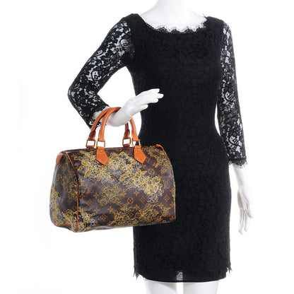 Louis Vuitton Monogram Dentelle Speedy 30 Gold 2 of 7