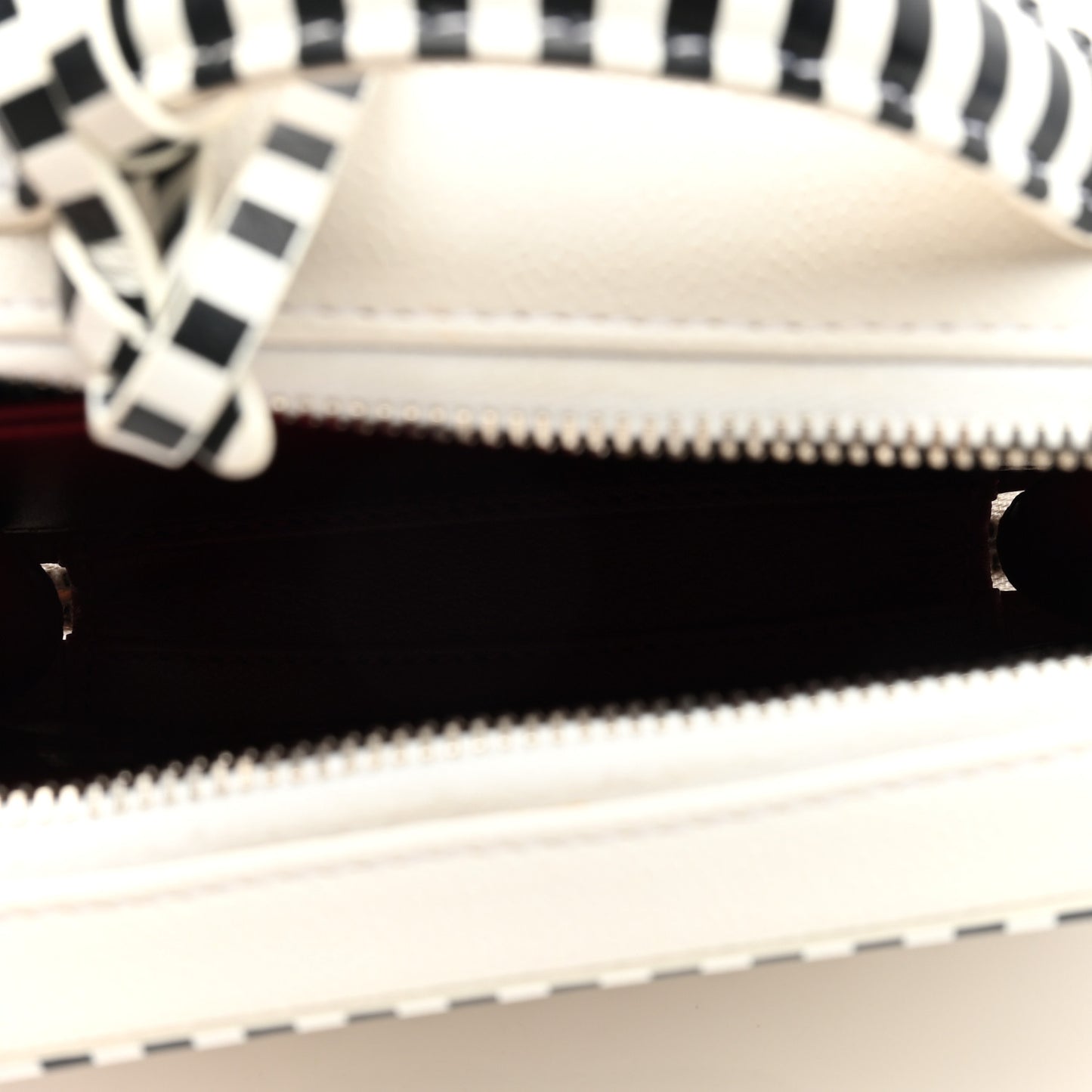 Caviar Quilted Striped Small CC Filigree Vanity Case White Black
