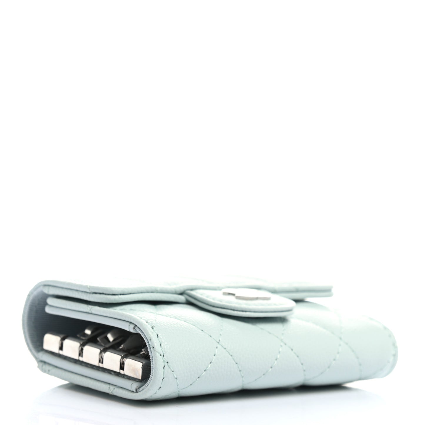 Caviar Quilted Classic 4 Key Holder Wallet Light Blue