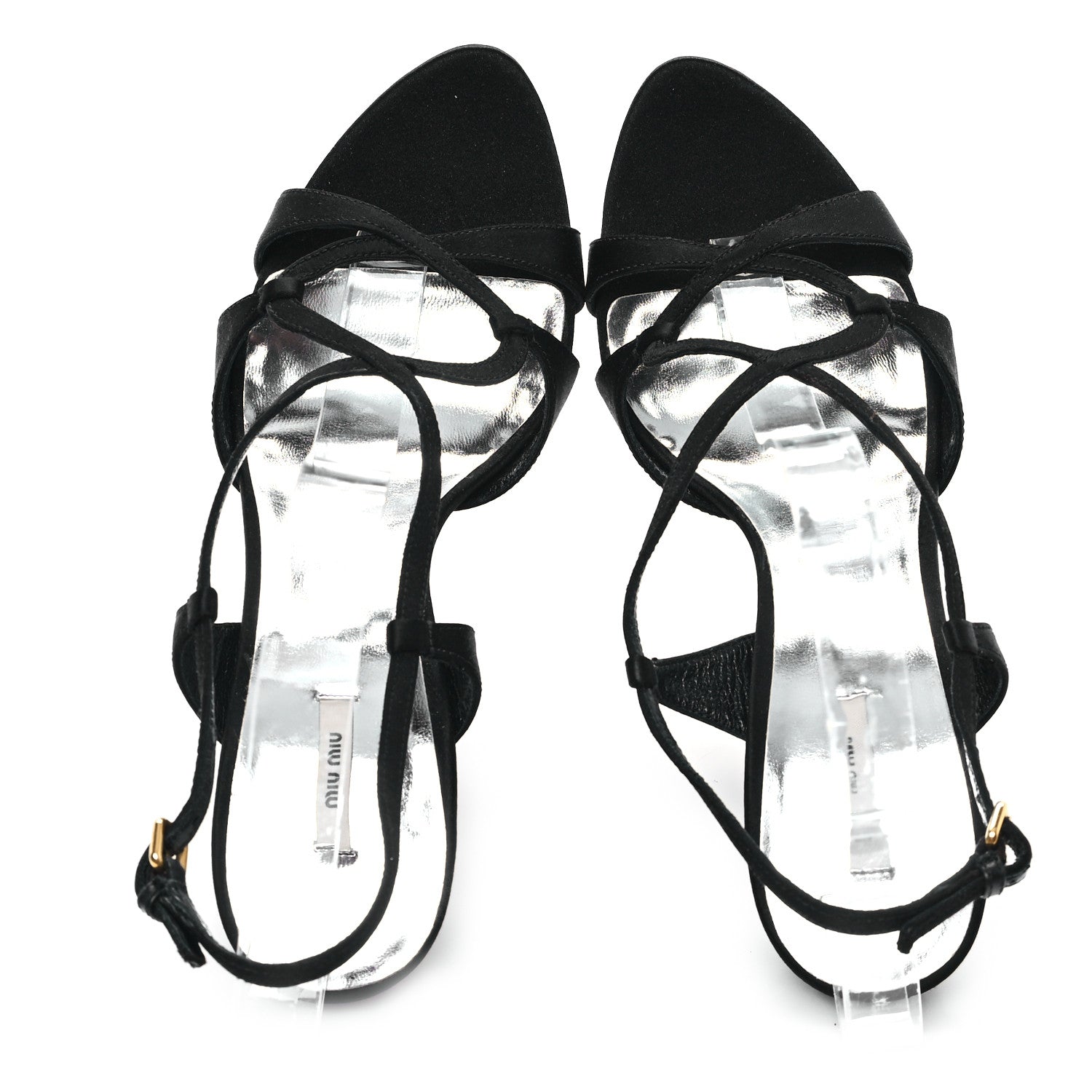 黒みゃくみゃく Miu Miu Satin Crystal Sandals 39 Black 1681399 – FASHIONPHILE