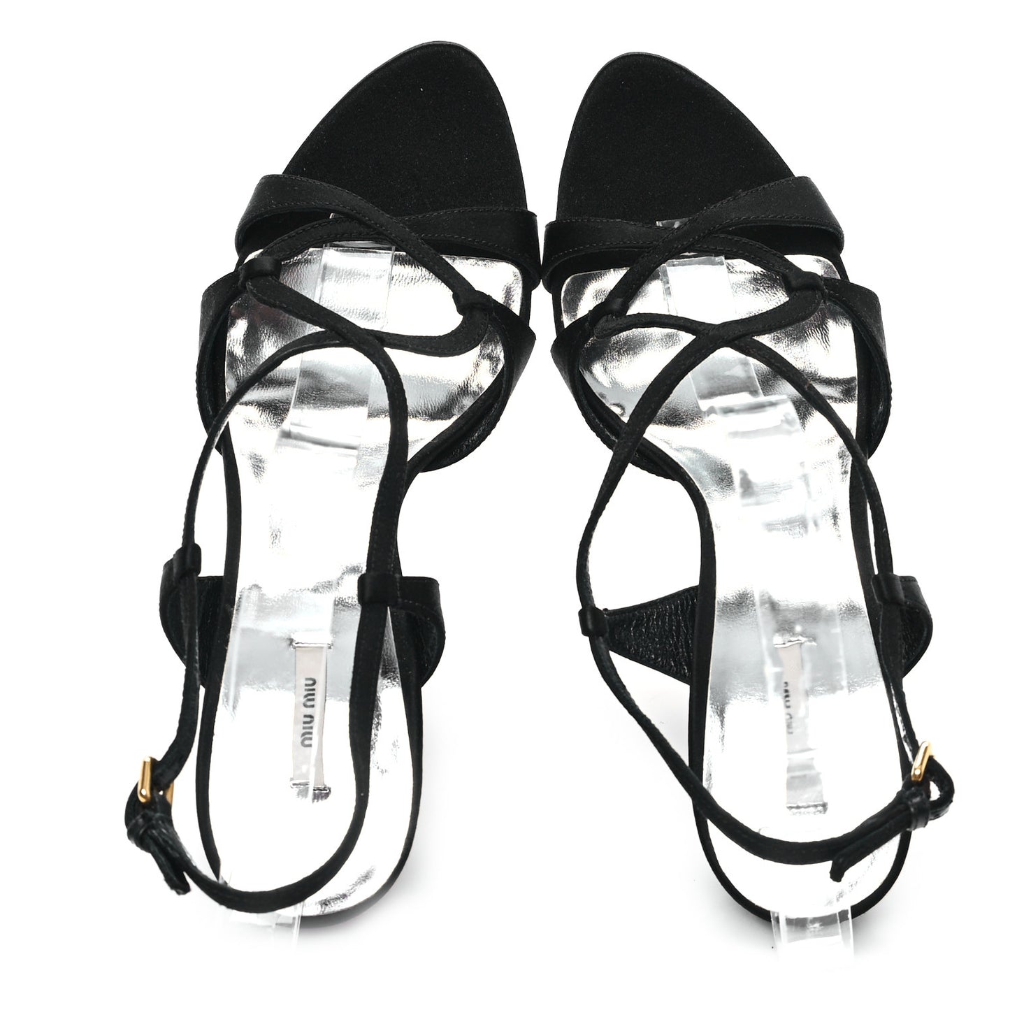 Satin Crystal Sandals 39 Black