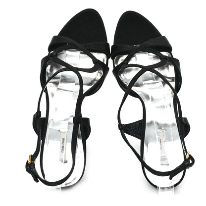 Miu Miu Satin Crystal Sandals 39 Black 2 of 8