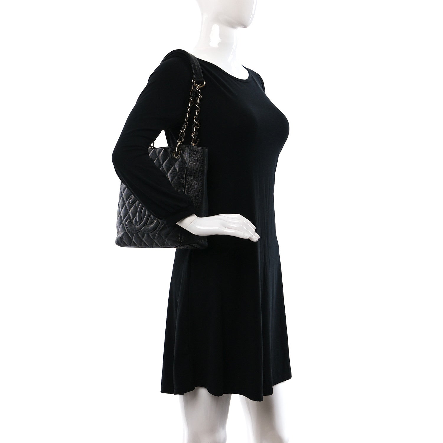 Chanel Caviar Quilted Petit Shopping Tote PST Black 2 of 16