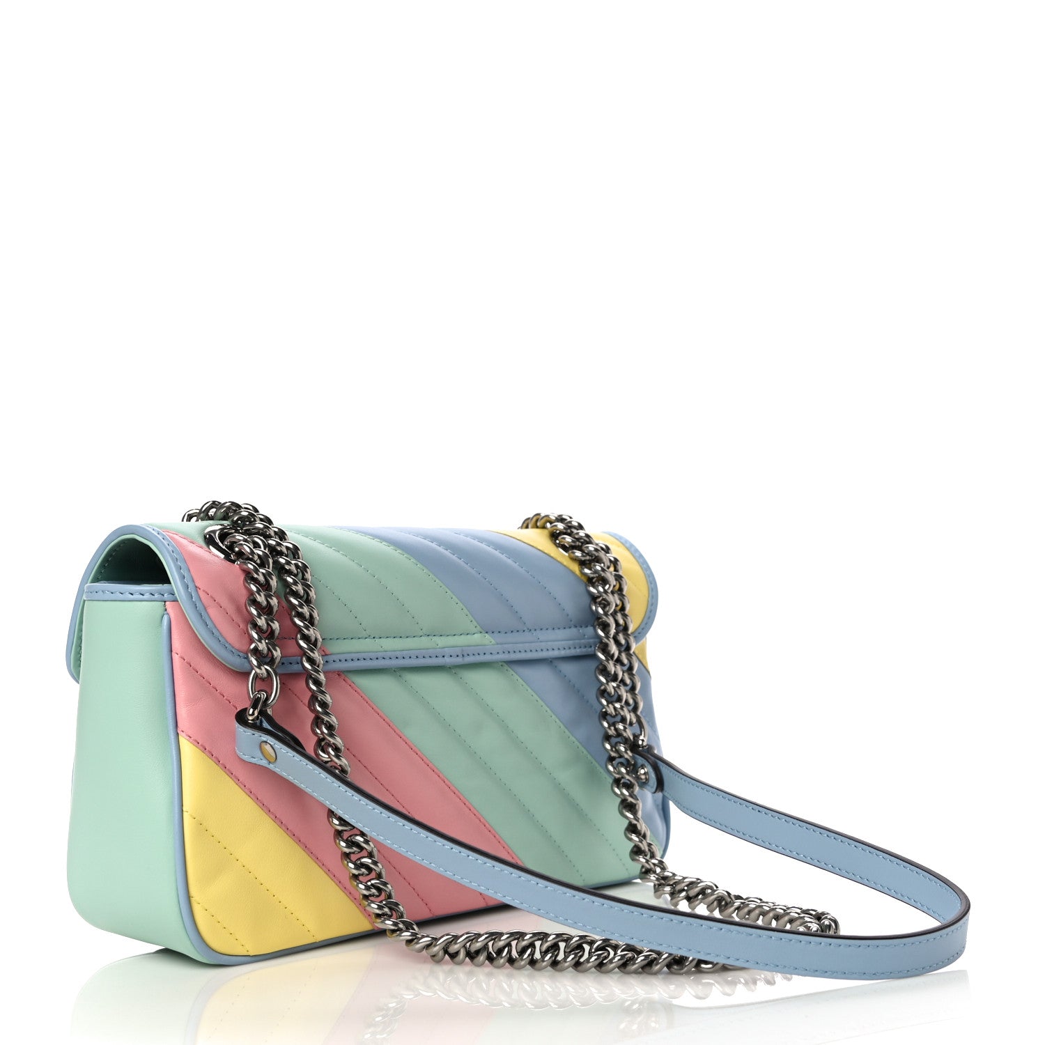 Gucci Calfskin Matelasse Diagonal Small GG Marmont Shoulder Bag Multicolor Pastel 3 of 12