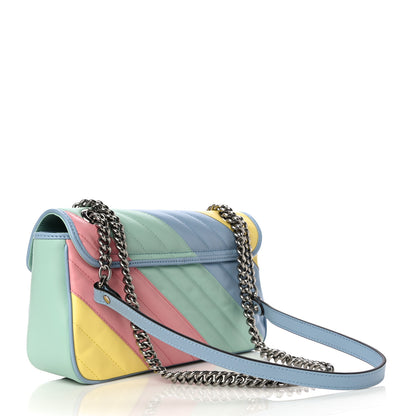 Gucci Calfskin Matelasse Diagonal Small GG Marmont Shoulder Bag Multicolor Pastel 3 of 12