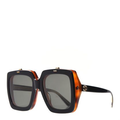 Gucci Acetate Oversized Flip Up Sunglasses GG0088S Tortoise Black 1 of 12