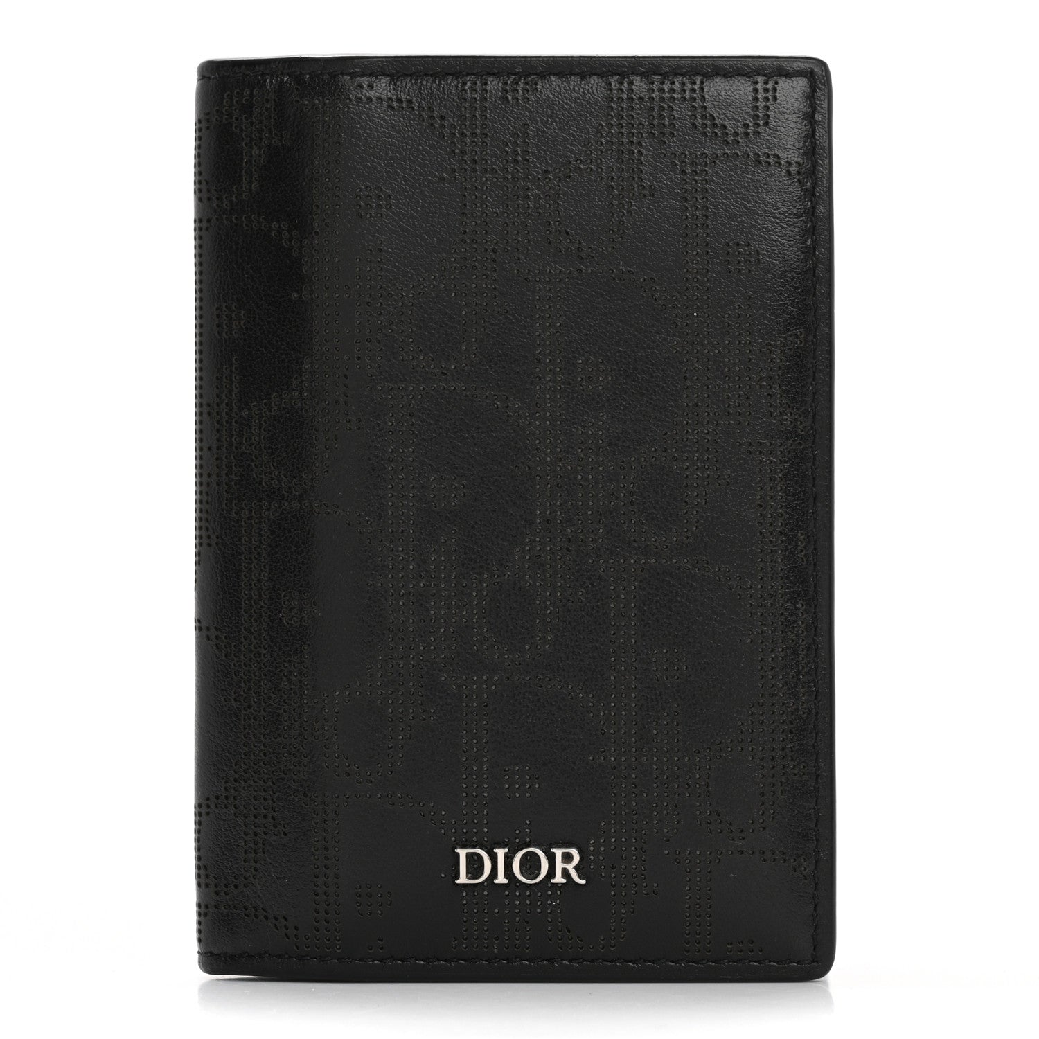 Christian Dior Calfskin Perforated Oblique Bi-Fold Card Holder Black 1 of 8