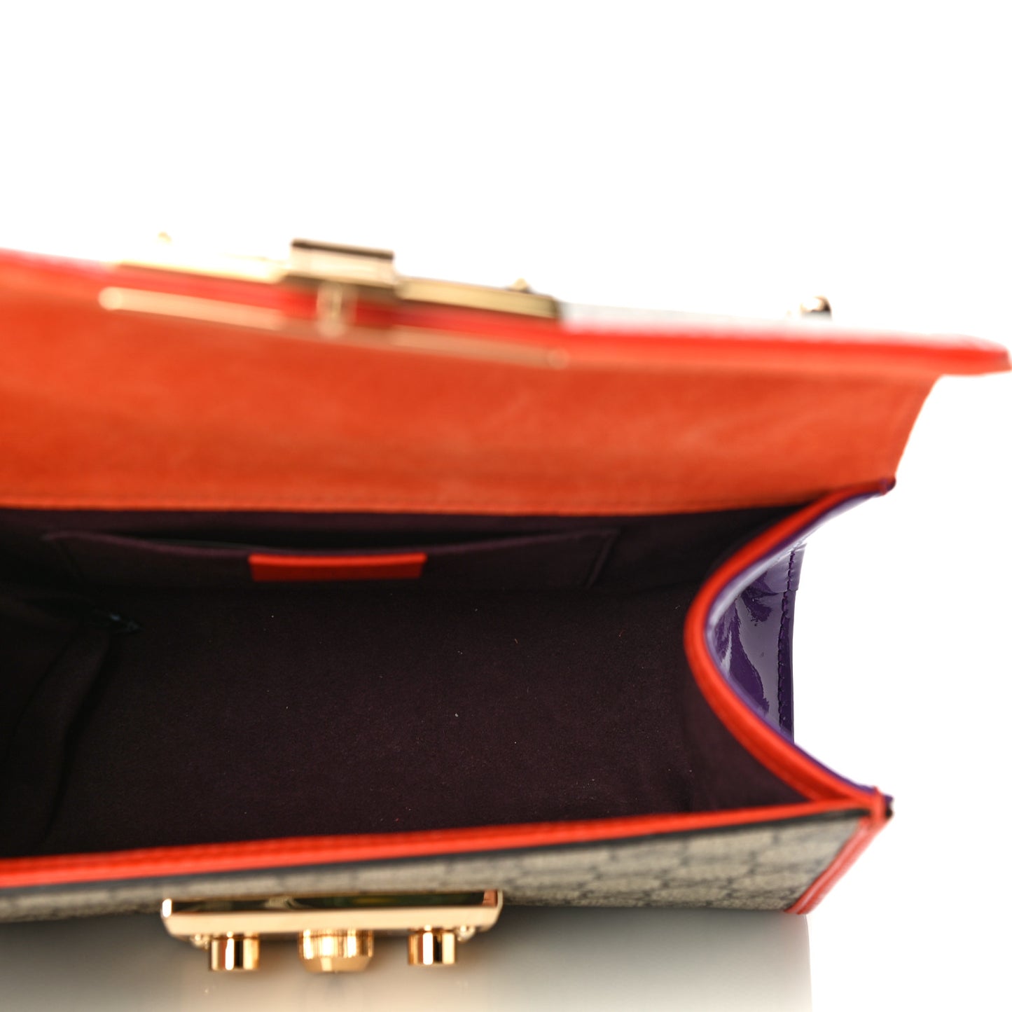 GG Supreme Monogram Patent Small Padlock Shoulder Bag Multicolor