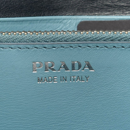 Prada Soft Calf Bi-Color Continental Flap Travel Wallet Baltico Astrale 6 of 7
