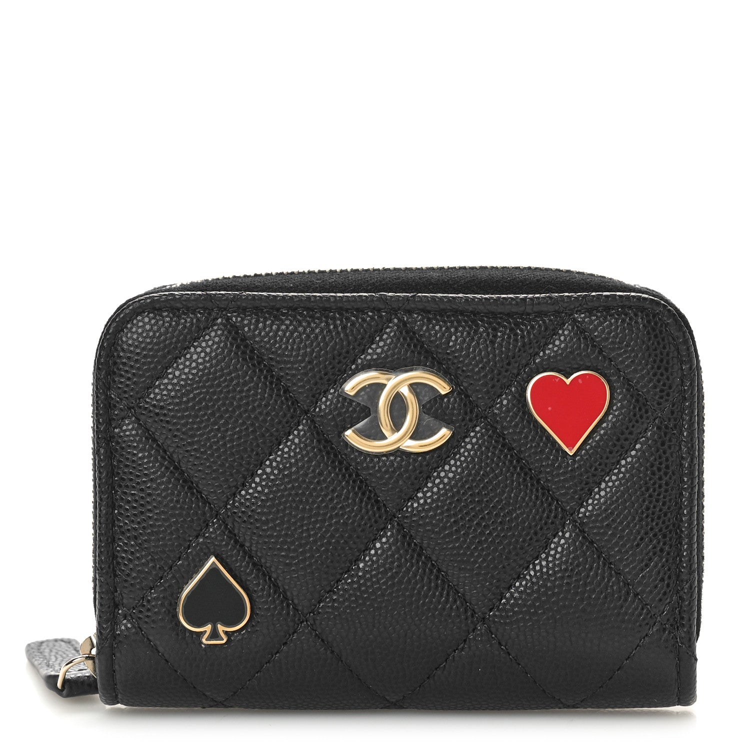 Chanel Caviar Enamel Coco Casino Quilted Zip Coin Purse Navy Blue 1 of 9