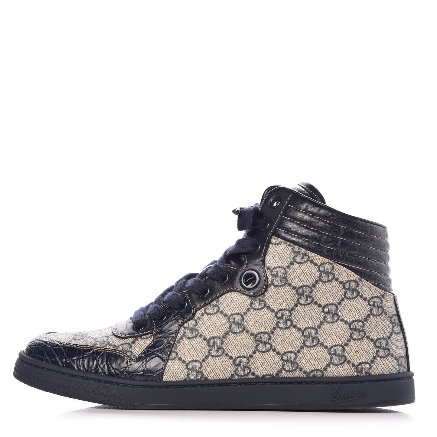 GG Plus Monogram Crocodile Embossed Coda Sneakers 39.5 Blue