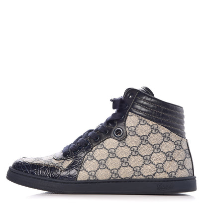 Gucci GG Plus Monogram Crocodile Embossed Coda Sneakers 39.5 Blue 1 of 12