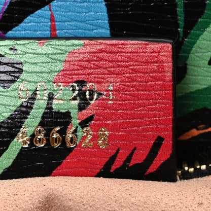 Gucci X KEN SCOTT New Shangai Calfskin Jenny Floral Print Horsebit 1955 Shoulder Bag Black Pink 7 of 10