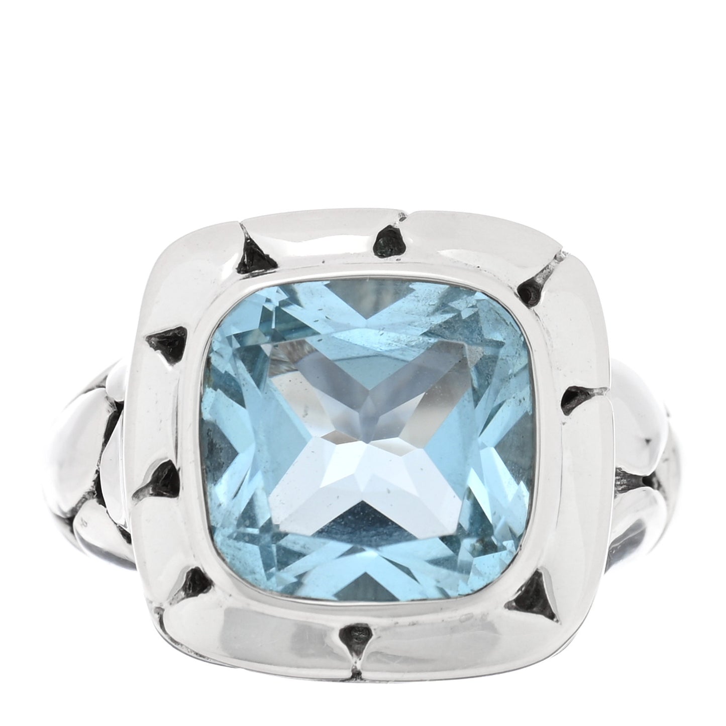 Sterling Silver Blue Topaz Batu Kali Square Ring 54 7