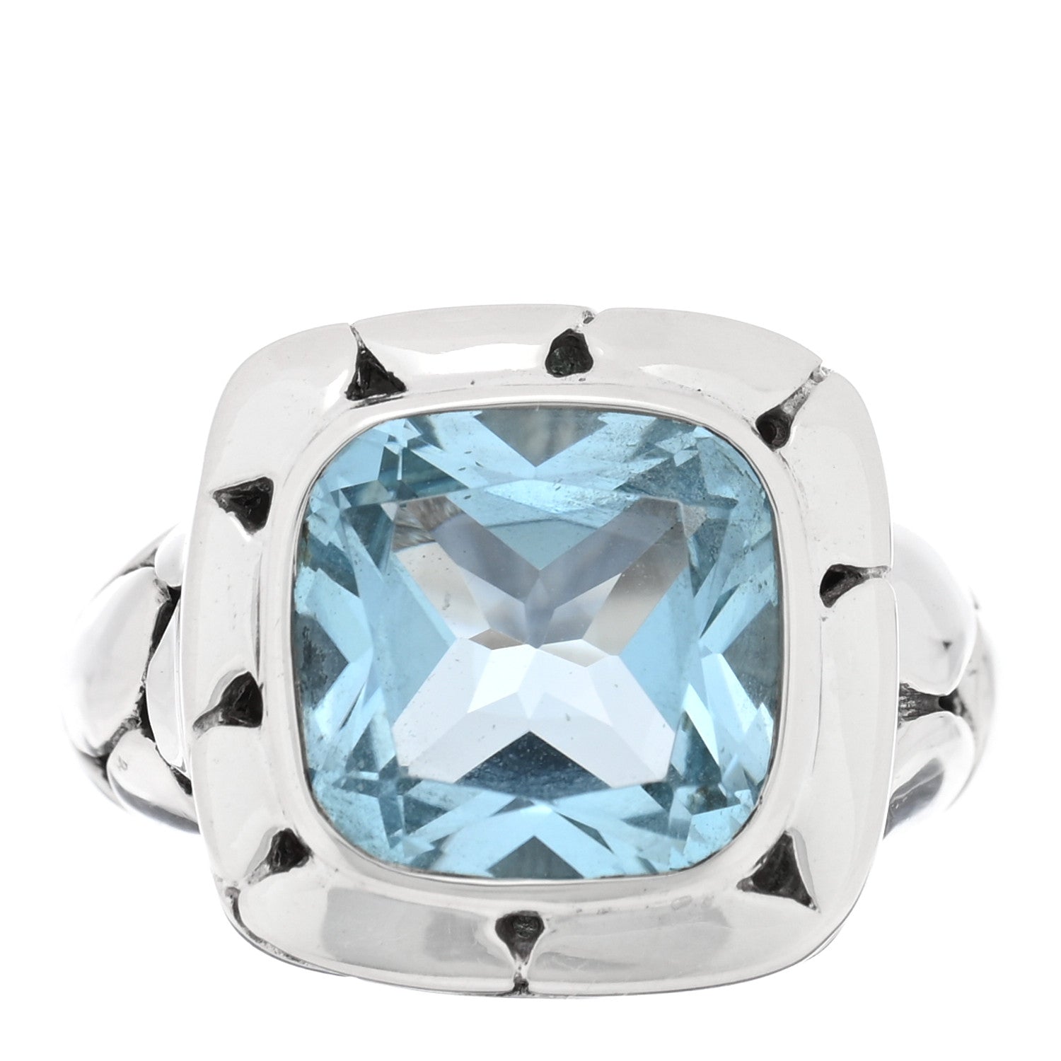 John Hardy Sterling Silver Blue Topaz Batu Kali Square Ring 54 7 1 of 4