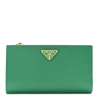 Prada Saffiano Triangle Continental Zip Wallet Mango 1 of 11