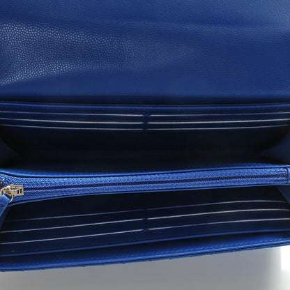 Chanel Caviar Chevron Quilted Large Flap Wallet Bright Blue 5 of 9