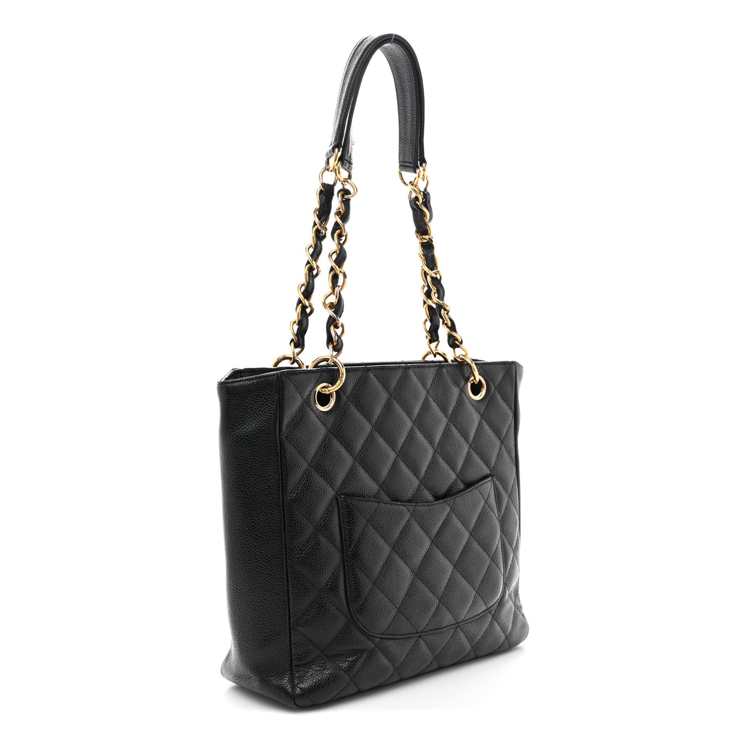 Caviar Quilted Petit Shopping Tote PST Black