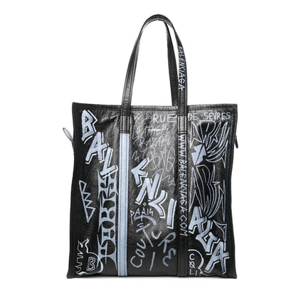 Balenciaga Agneau Arena Graffiti All Over Medium Bazar Shopper Tote Black White 1 of 4