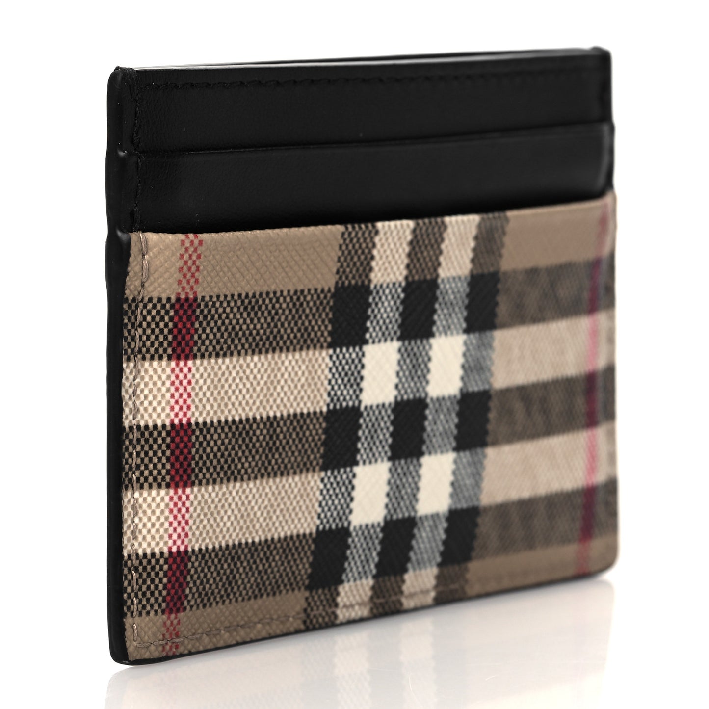 Calfskin Vintage Check Card Holder Black