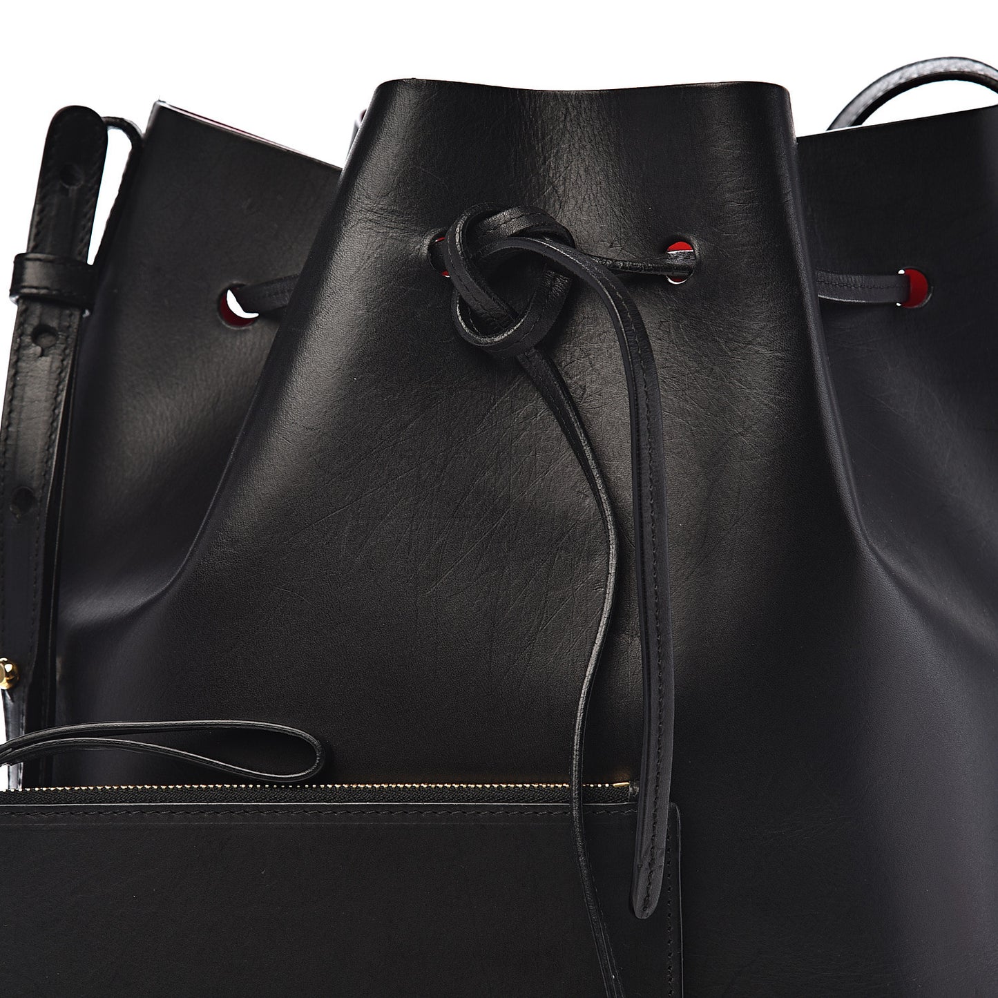 Vegetable Tanned Calfskin Bucket Bag Black Flamma