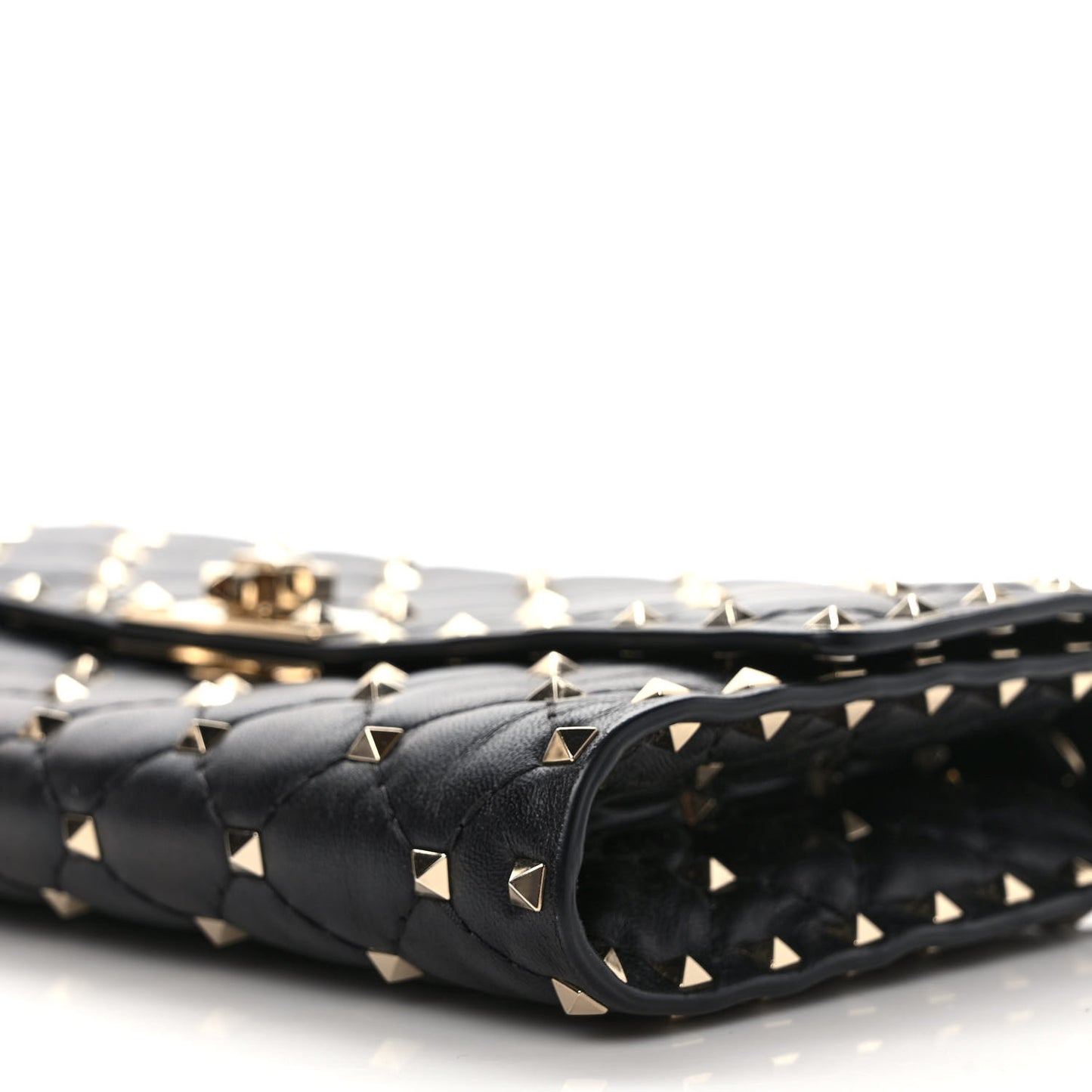 Nappa Rockstud Spike Wallet on Chain Black