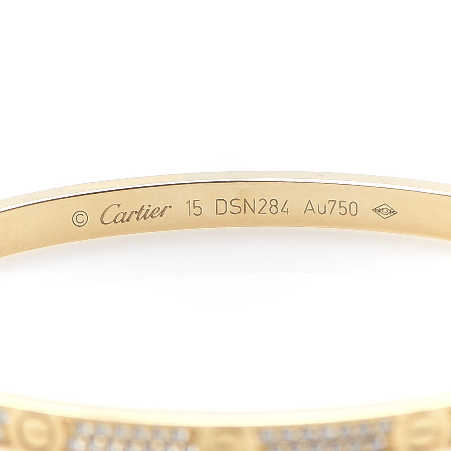 Cartier 18K Yellow Gold Diamond Small LOVE Paved Bracelet 15 5 of 7