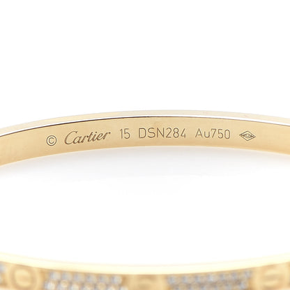 Cartier 18K Yellow Gold Diamond Small LOVE Paved Bracelet 15 5 of 7
