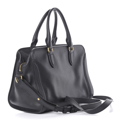 Alexander McQueen Pebbled Calfskin Small Skull Padlock Zip Around Tote Black 4 of 16