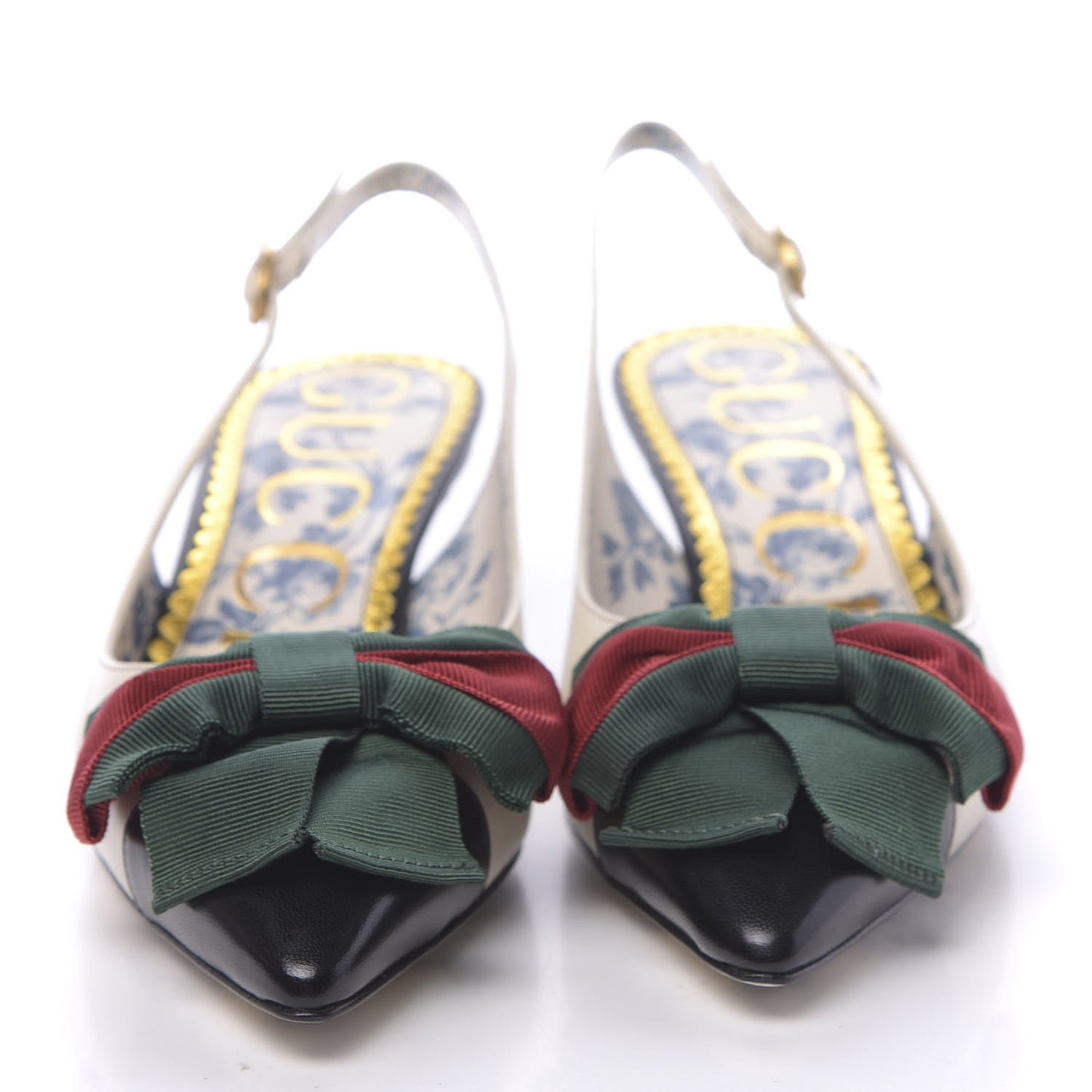 Malaga Kid Web Bow Jane Low Heel Slingback Pumps 35.5 Off White