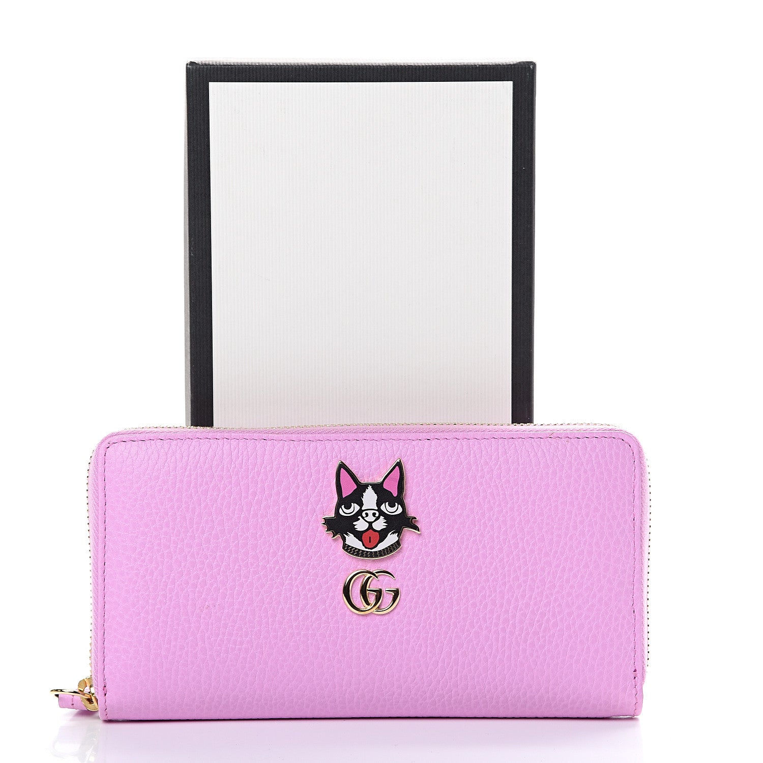 Gucci Dollar Calfskin GG Marmont Bosco Zip Around Wallet Malva 7 of 7